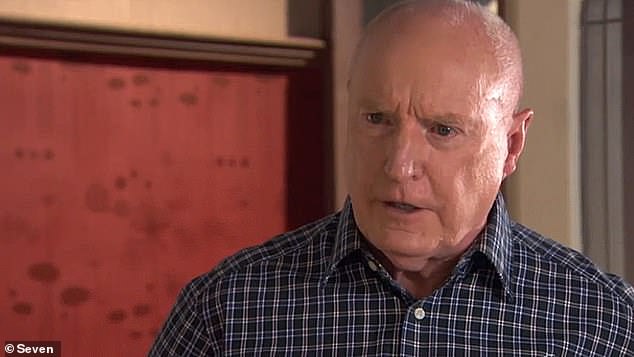 Closed for business: Channel Seven's long-running soap Home and Away on Sunday was the biggest TV series to be SHUT DOWN over reports of coronavirus. Pictured: Ray Meagher on the show, portraying Alf Stewart